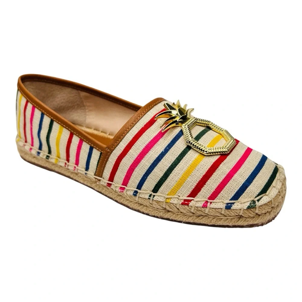 Louise et Cie Adige Rainbow Striped Jute-Wrapped Sole Espadrille Slip On Flats